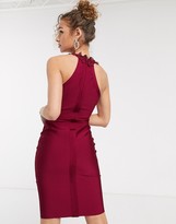 Thumbnail for your product : Lipsy pencil dress with crochet lace trim in berry