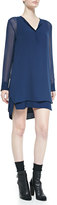 Thumbnail for your product : Vince Long-Sleeve Double-Layer Shirttail Dress, Officer