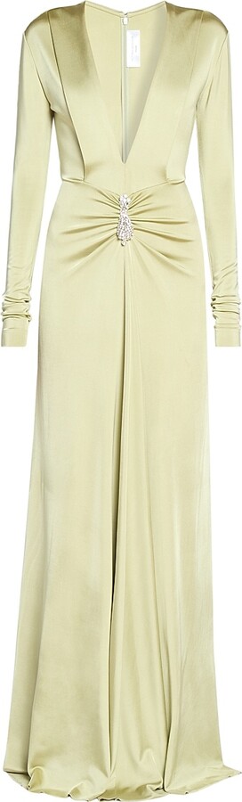 Victoria Beckham Women's Embellished Stretch Satin Gown - Pistachio - Size 4