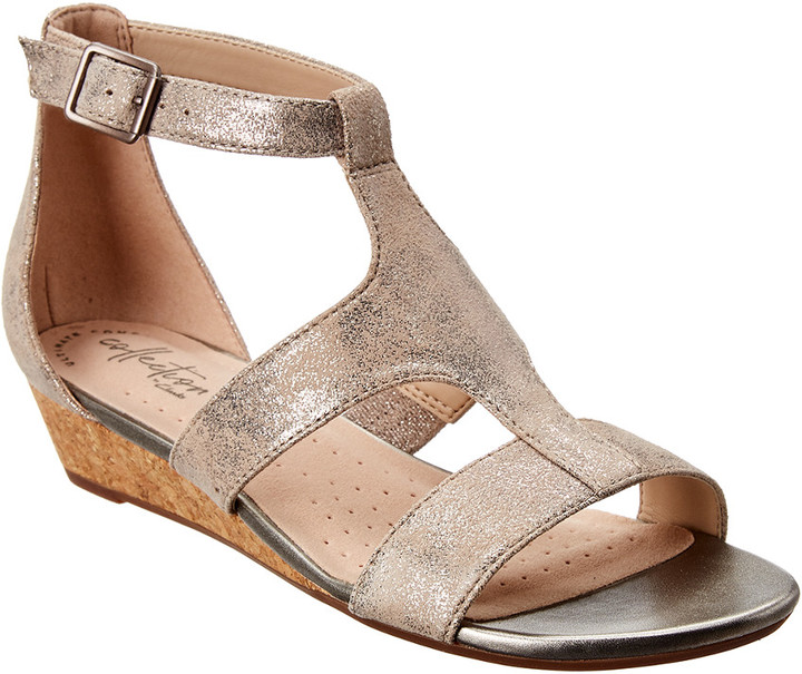 Clarks Abigail Lily Suede Wedge Sandal 