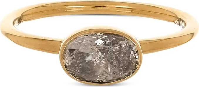 Nimo with Love 18K yellow gold Rustic Horizontal Oval Skinny ring