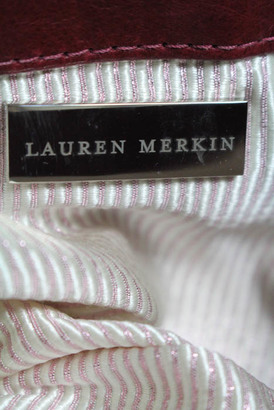Lauren Merkin Burgundy Leather Quilted Magnetic Closure Clutch