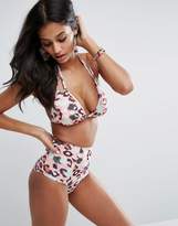 Thumbnail for your product : ASOS Fuller Bust Exclusive Coloured Animal Print Triangle Bikini Top Dd-F
