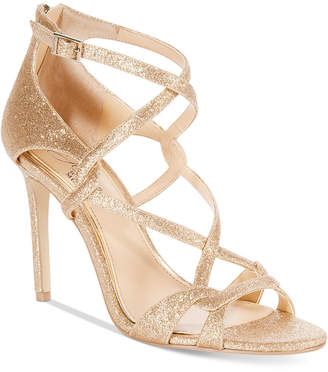 Badgley Mischka Aliza Glittered Strappy Evening Sandals