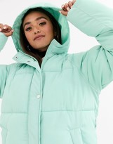 Thumbnail for your product : ASOS Design DESIGN puffer with tie waist jacket in mint