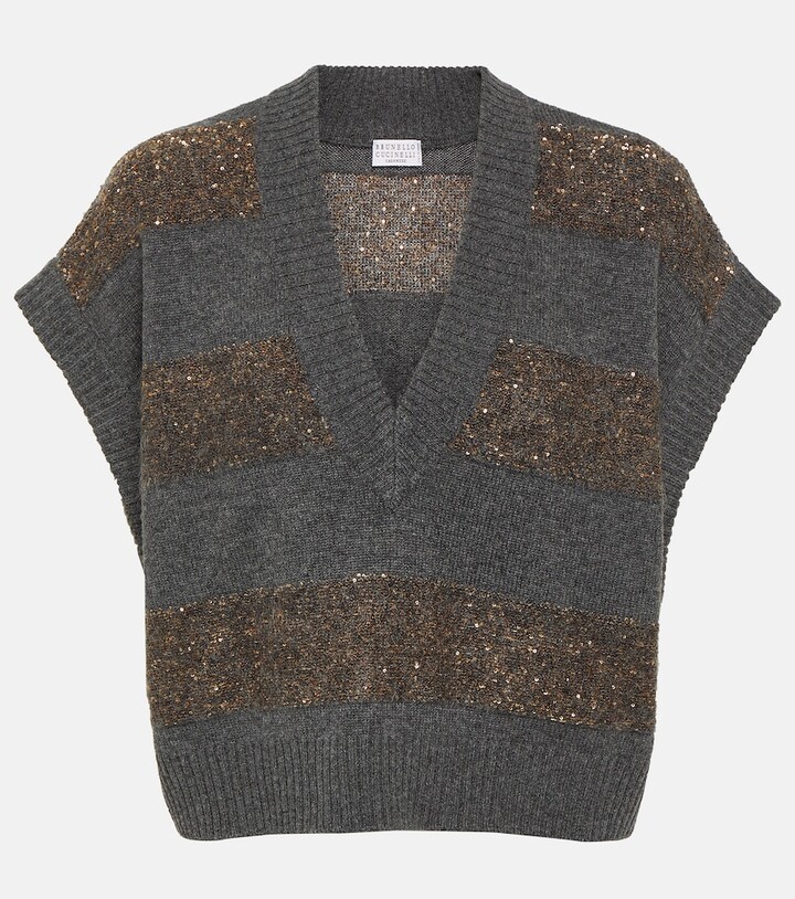 Brunello Cucinelli Wool, cashmere, and silk sweater vest