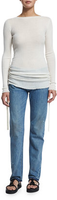 Helmut Lang Relaxed Raw-Edge Jeans, Light Blue