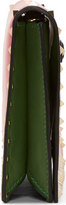 Thumbnail for your product : Valentino Pink & Green Leather Rockstud Flap Clutch
