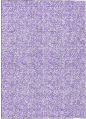 HomeRoots 5' X 8' Lilac And Ivory Floral Washable Indoor Outdoor Area Rug