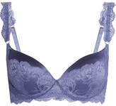 Thumbnail for your product : Stella McCartney Daisy Twirling Stretch-silk And Lace Plunge Bra - Blue