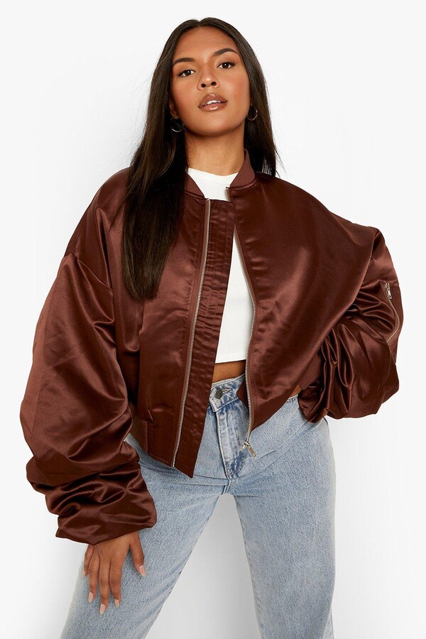 wmns hooligans satin bomber jacket