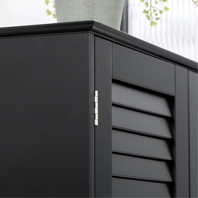Narrow Bathroom Storage Cabinet - Tall Black Freestanding With Doors, Adjustable Shelf And Countertop For Bathroom, Living Room, Workspace, Entry