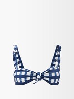 Thumbnail for your product : Jacquemus Vichy Tie-knot Check Bikini Top - Navy Check