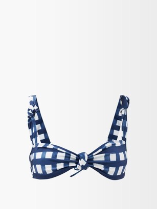 Jacquemus Vichy Tie-knot Check Bikini Top - Navy Check