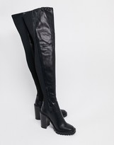 Thumbnail for your product : ASOS DESIGN Katherine chunky thigh high boots in black