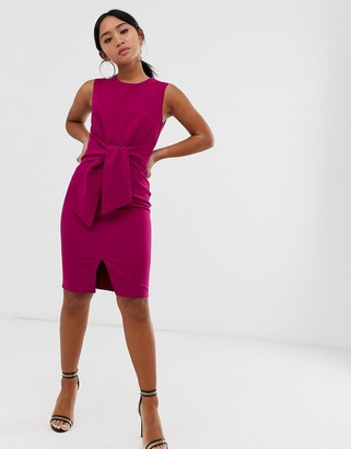 Paper Dolls Petite sleeveless knot front pencil dress in raspberry