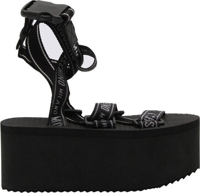 Moschino Logo Tape Platform Sandals