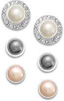 Thumbnail for your product : Charter Club Silver-Tone Interchangeable Crystal Jacket and Imitation Pearl Stud Earring Set