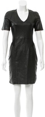 Theory Leather-Paneled Mini dress w/ Tags