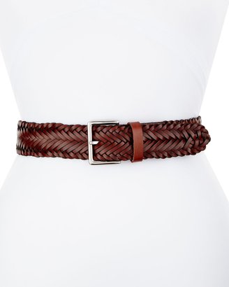 Rebecca Minkoff Wide Braided Leather Belt, Brown