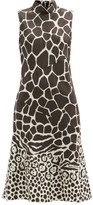 Thumbnail for your product : Ferragamo Giraffe-print Sleeveless Silk-twill Dress - Animal