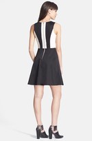 Thumbnail for your product : Miss Me Cutout Faux Leather Contrast Ponte Knit Fit & Flare Dress