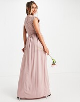 Thumbnail for your product : TFNC Bridesmaid lace wrap maxi dress with gathered skirt in grey
