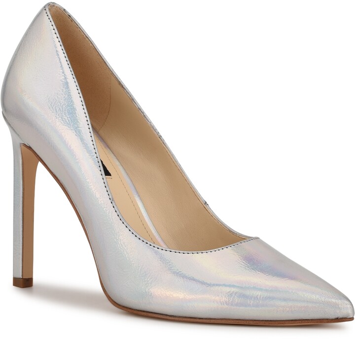 white and silver heels