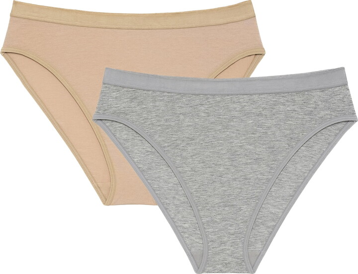 Joyspun Women’s Cotton Comfort High-Leg Bikini Underwear, 2-Pack, Sizes XS-XXXL