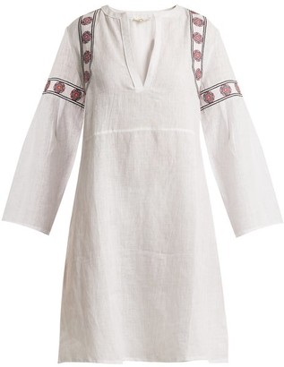 Daft - Pantelleria Embroidered Linen Kaftan - Womens - White