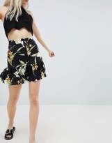 Thumbnail for your product : ASOS Design Tropical Print Frill Hem Mini Skirt Co-Ord