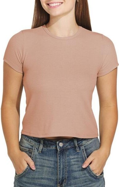 Double Zero Women's Fitted Crop Top Small Dark Taupe