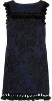Badgley Mischka Tasseled Embroidered Faille Mini Dress