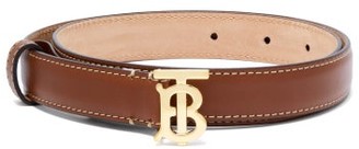 Burberry Tb-logo Leather Belt - Tan Gold