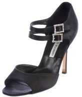 Thumbnail for your product : Manolo Blahnik Satin Mary Jane Sandals