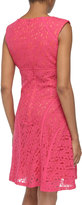 Thumbnail for your product : Chetta B Sleeveless Floral-Lace V-Neck Shift Dress, Fuchsia