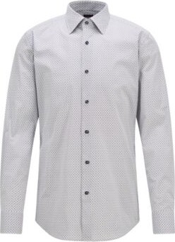 HUGO BOSS Slim-fit shirt in printed Italian stretch-cotton poplin