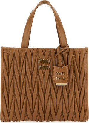 Authentic Miu Miu Bauletto Vitello Shine Leather Tote Bag Talco Retail  $1500