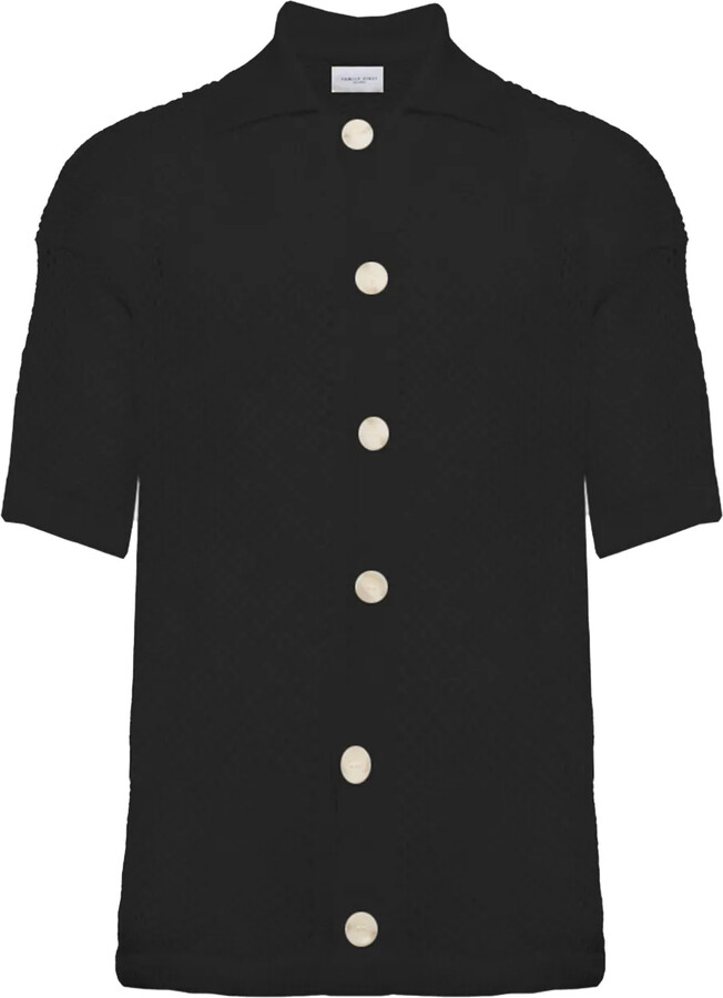 Family First Textured Button-Up Shirt