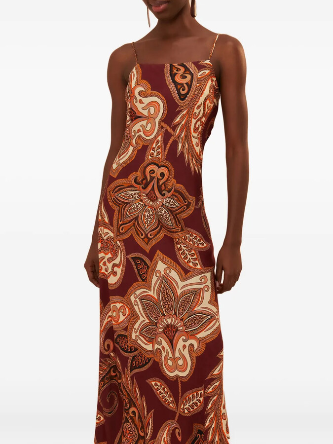Leopard Paisley Slip Maxi Dress