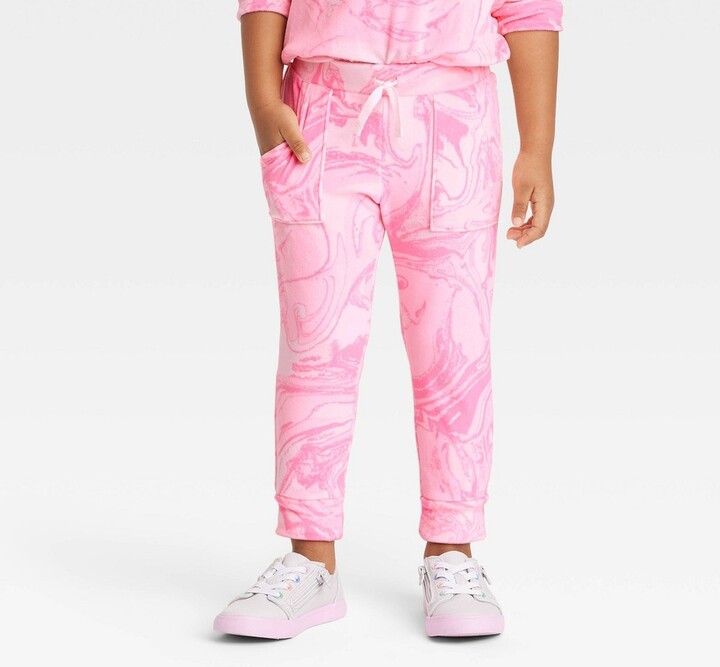 Cat & Jack Toddler Girls' Fleece Tie-Dye Jogger Pants Pink 5T - ShopStyle