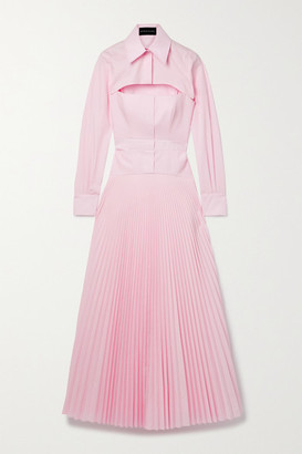 Brandon Maxwell Layered Pleated Cotton-blend Poplin Maxi Dress - Baby pink