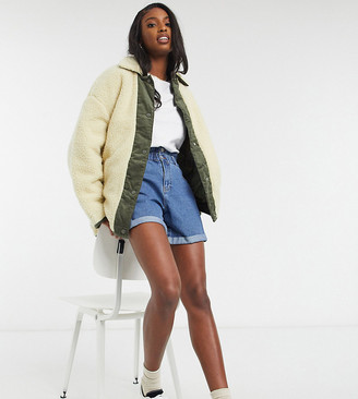 ASOS Tall ASOS DESIGN Tall borg jacket with cord panelling in cream -  ShopStyle