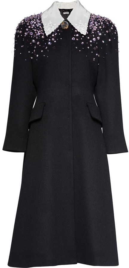 Miu Miu embellished A-line coat - ShopStyle
