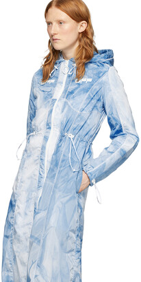 Off-White Blue Tie-Dye Rain Coat