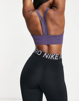 Nike Training ribbed indy bra in purple, ASOS