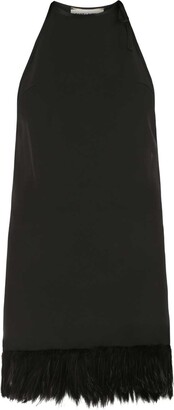 ワンピース Saint Laurent Black crepe mini dress SAINT LAURENT Plunge-Neck Crepe Mini Dress in Black | endource
