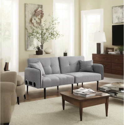 Folding Bed With Stereo In Gray Shade, Multifunctional For All Scenarios, Wireless Audio Link, User- & Space Saving, Ergonomic Stable, 2 Transmission