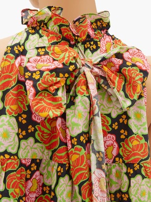Rhode Resort Billy Tiered Floral-print Cotton Mini Dress - Brown Print