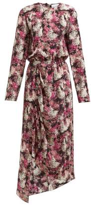 Raey Asymmetric Ditsy Floral-print Silk Dress - Womens - Pink Print